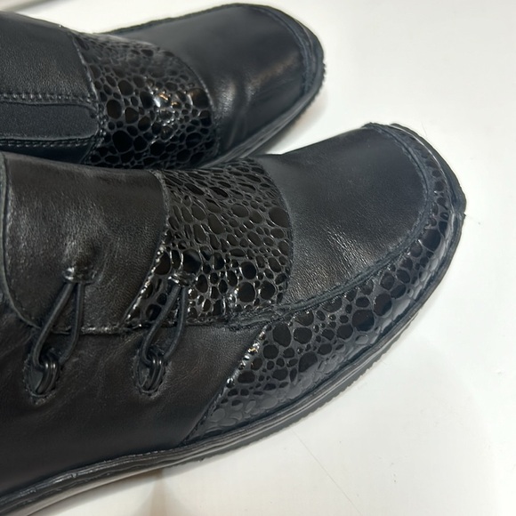 RIEKER Black Leather Flats Anti-Stress Slip-on Comfort Driving Loafer Shoes - Picture 2 of 16